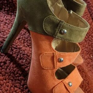 Chic Orange and Green Women's Heels